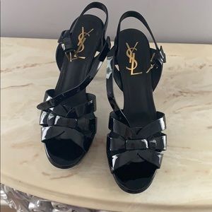YSL patent leather sandal